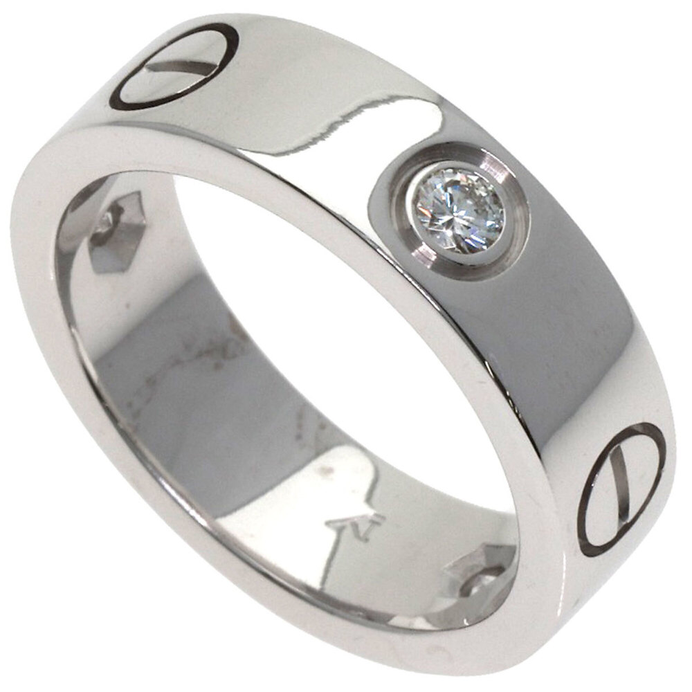 CARTIER Authentic 18k Silver Diamond Love Ring #51